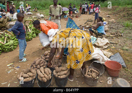 Marché rural Afrique Cameroun Douala Banque D'Images