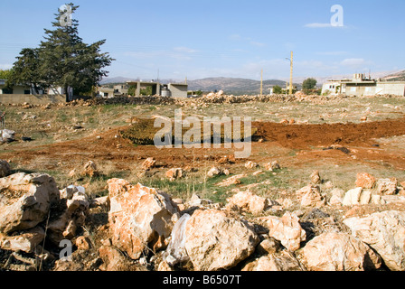 Des feuilles de tabac séchées maison extérieur exposées à Deir el ahmar, village à l'est de la Bekaa au Liban, baalbek Banque D'Images