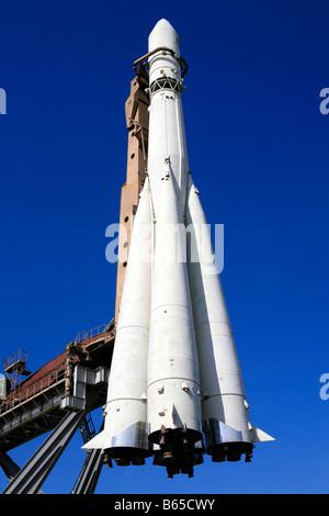 Une fusée Soyouz au Centre d'exposition à Moscou, Russie Banque D'Images