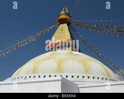 À Bouddhanath Stupa (voir la note dans la description), près de Katmandou. Le plus grand et le plus sacré au Népal stupa bouddhiste. Banque D'Images