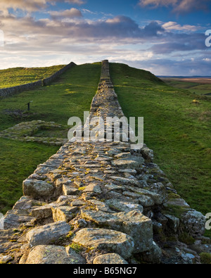 Un tronçon de mur (ou romain) mur près de l'écart des TCA dans le Parc National de Northumberland, Angleterre Banque D'Images