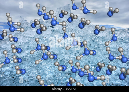 Molécules de glace Banque D'Images