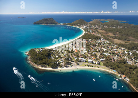 Chef Nelson Nelson Bay Shoal Bay et plus proche distance tête Tomaree Port Stephens antenne Australie Nouvelle Galles du Sud Banque D'Images