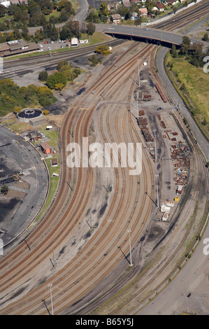 Triage ferroviaire à Carrington Terminal charbonnier Newcastle New South Wales Australie aerial Banque D'Images