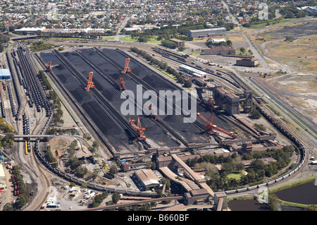 Carrington Terminal charbonnier Newcastle New South Wales Australie aerial Banque D'Images