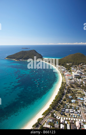 Shoal Bay et Port Stephens tête Tomaree New South Wales Australie aerial Banque D'Images