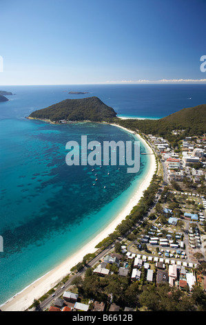 Shoal Bay et Port Stephens tête Tomaree New South Wales Australie aerial Banque D'Images