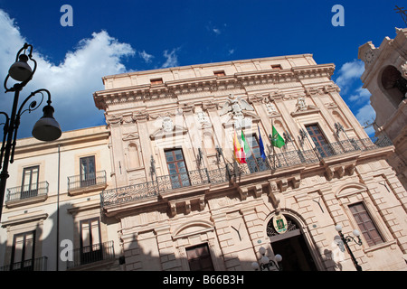 Hôtel de ville, le Palazzo del Senato, Ortigia, Syracuse, Sicile Banque D'Images