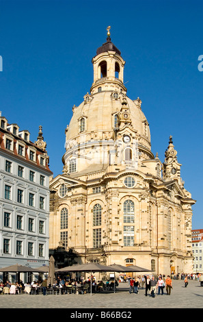 Image de l'église Frauenkirche le principal point de repère dans la vieille ville de Dresde Banque D'Images