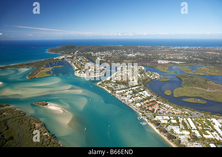 Rivière Noosa Noosaville Noosa Heads Sunshine Coast Australie Queensland aerial Banque D'Images