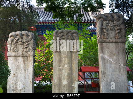 Les marqueurs chinois Temple Bouddhiste Fayuan Beijing Chine Banque D'Images