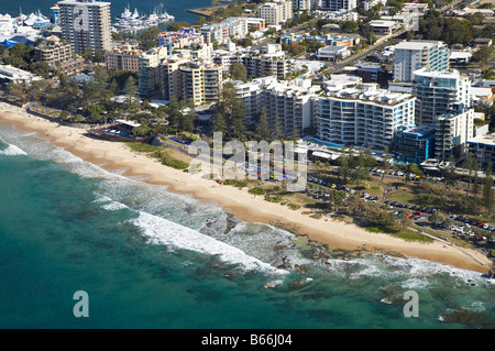 Plage de Mooloolaba Mooloolaba Sunshine Coast Australie Queensland aerial Banque D'Images