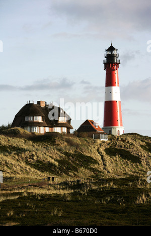DEU, Allemagne : l'île de Sylt de la mer du Nord, le phare Hoernum Banque D'Images