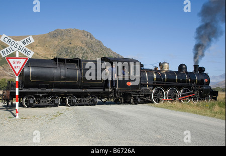 Train à vapeur exploitant un spécial touristique appelé Kingston Flyer dans l'île du Sud, en Nouvelle-Zélande Banque D'Images