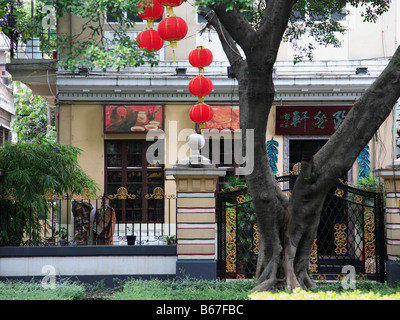 La province de Guangdong Guangzhou Chine l'île de Shamian magasin de thé Banque D'Images