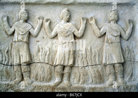 Détail de l'sargophagus sarcophage romain (4 siècle) dans Rheinisches Landesmuseum, Trèves, Rhénanie-Palatinat, Allemagne Banque D'Images