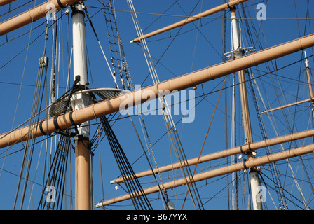 Réglage de l'1886 square rigged ship Balclutha Banque D'Images