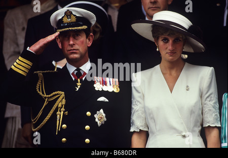 Le Prince Charles et la Princesse Diana assister à la revue de la victoire après la guerre des Malouines Banque D'Images