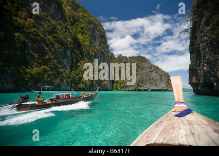 Tuba à Pileh, un magnifique lagon pittoresque, Ko Phi-Phi Leh, Ko Phi-Phi, Krabi, Thaïlande Banque D'Images