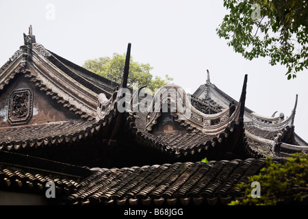 Découpage sur un bâtiment, Yu Yuan Gardens, Shanghai, Chine Banque D'Images