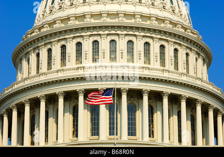 Détail de la coupole centrale de la United States Capitol avec les Étoiles et bandes drapeau, Washington, DC, USA. Banque D'Images