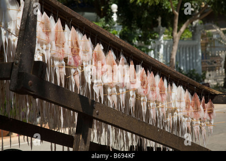 Octopus séché, asie, poisson, nourriture, sec, fruits de mer, asiatique, marché, traditionnel, séché, sain, cru, nutrition, poisson séchant au soleil à Hua Hin, Thaïlande, Asie Banque D'Images