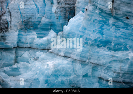 USA Alaska Glacier Bay National Park blue ice en couches face de soir d'automne sur le Glacier Lamplugh Banque D'Images