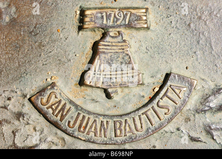 La mission de San Juan Bautista sur plaque statue à Sacramento California State Capitol Banque D'Images