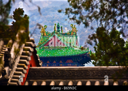 Close-up of a temple, Monastère de Shaolin, dans la province du Henan, Chine Banque D'Images