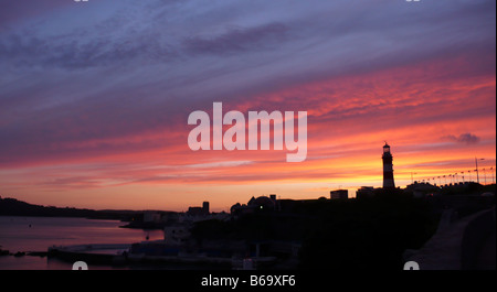 Coucher de Plymouth Hoe, Devon, Angleterre Banque D'Images