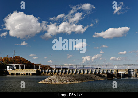 Avis de Watts Bar Dam sur le Colorado River de son Tailwaters Meigs County Florida Banque D'Images