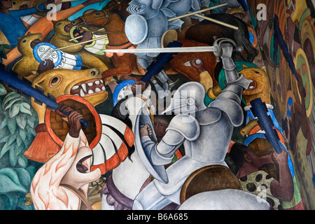 Le Mexique, Cuernavaca, peintures murales de Diego Rivera au Palacio de Cortes Banque D'Images