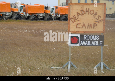 Inscrivez-vous pour l'hébergement au camp d'exploration sismique, Deadhorse, Alaska Banque D'Images