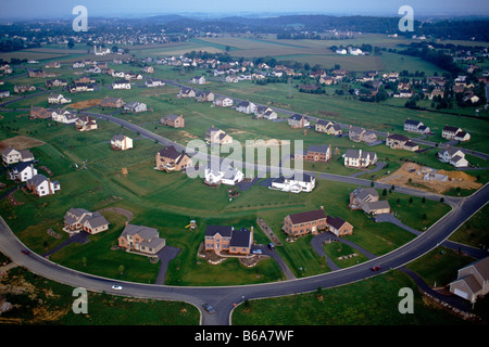 Vue aérienne de suburban home développement près de Lancaster, Pennsylvanie, USA Banque D'Images
