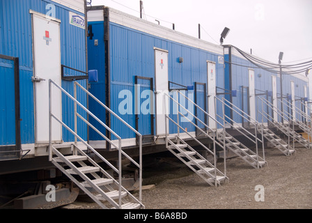 Réservation chambre hotel modulaire au camp d'exploration sismique, Deadhorse, Alaska Banque D'Images