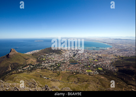 Vue panoramique depuis la montagne de la Table sur la ville de Cape Town Afrique du Sud Banque D'Images