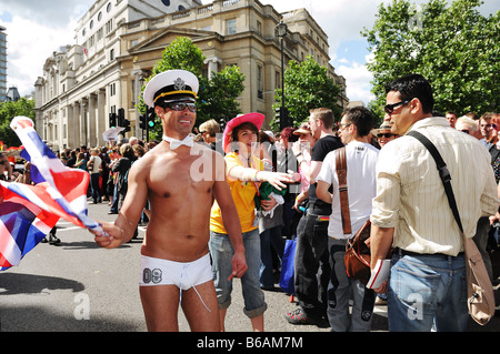 Reveler à Gay Pride Parade, Londres, 2008 Banque D'Images