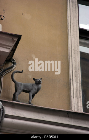 Vasilisa cat sculpture, Saint-Pétersbourg, Russie Banque D'Images