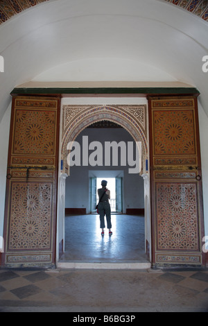 Pavillon dans jardin (jardin) Menara, Marrakech, Maroc, Afrique Banque D'Images