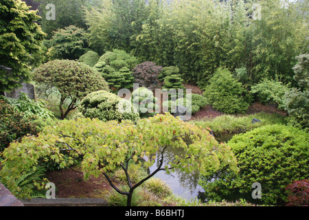 Le jardin en contrebas dans le jardin de thé japonais, San Francisco, Californie. Banque D'Images