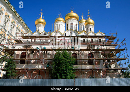 Restauration de la cathédrale de l'Annonciation (1484-1489) dans le Kremlin de Moscou, Russie Banque D'Images