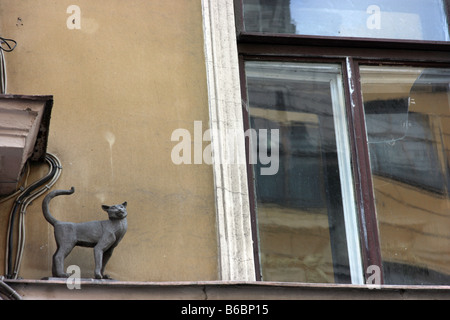 Vasilisa cat sculpture, Saint-Pétersbourg, Russie Banque D'Images