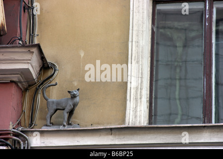 Vasilisa cat sculpture, Saint-Pétersbourg, Russie Banque D'Images