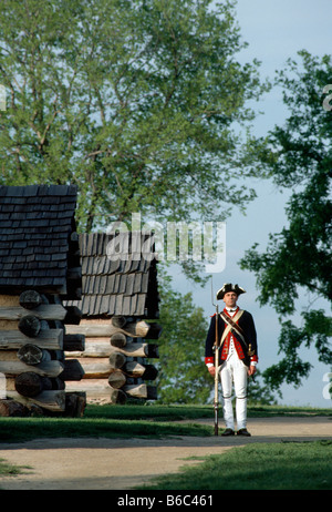 Reenactor habillé comme un petit soldat, Valley Forge National Historical Park, Valley Forge en Pennsylvanie, USA Banque D'Images