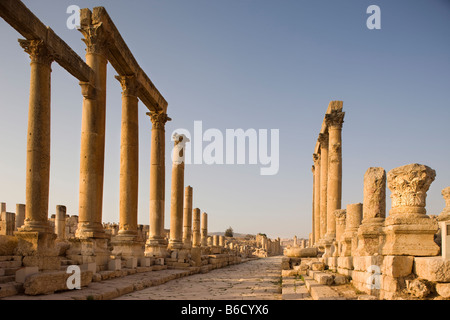 CARDO MAXIMUS Lutte gréco-romaine de Jerash Jordanie ruines rue Colonnade Banque D'Images