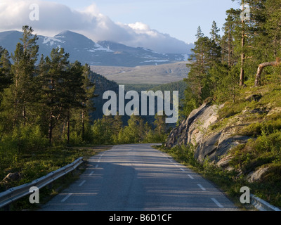 En passant à travers les montagnes, le Parc National de Rondane, Norvège Banque D'Images