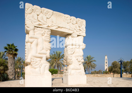 Voûte EN PIERRE SCULPTÉ ABRASHA PARC VIEILLE VILLE ISRAËL JAFFA Banque D'Images