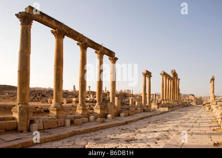 CARDO MAXIMUS Lutte gréco-romaine de Jerash Jordanie ruines rue Colonnade Banque D'Images