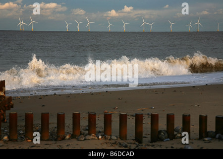 Éoliennes Scroby wind farm Sea Norfolk UK Banque D'Images