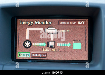 Le moniteur de l'énergie d'une Toyota Prius 4 Octobre 2008 Banque D'Images